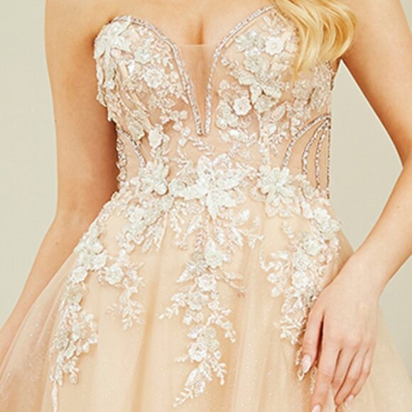 Strapless floral prom dress.Party gala evening wedding guest special occasion - Picture 7 of 8